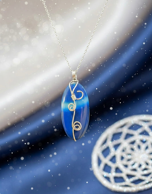 Blue Agate Pendant Necklace